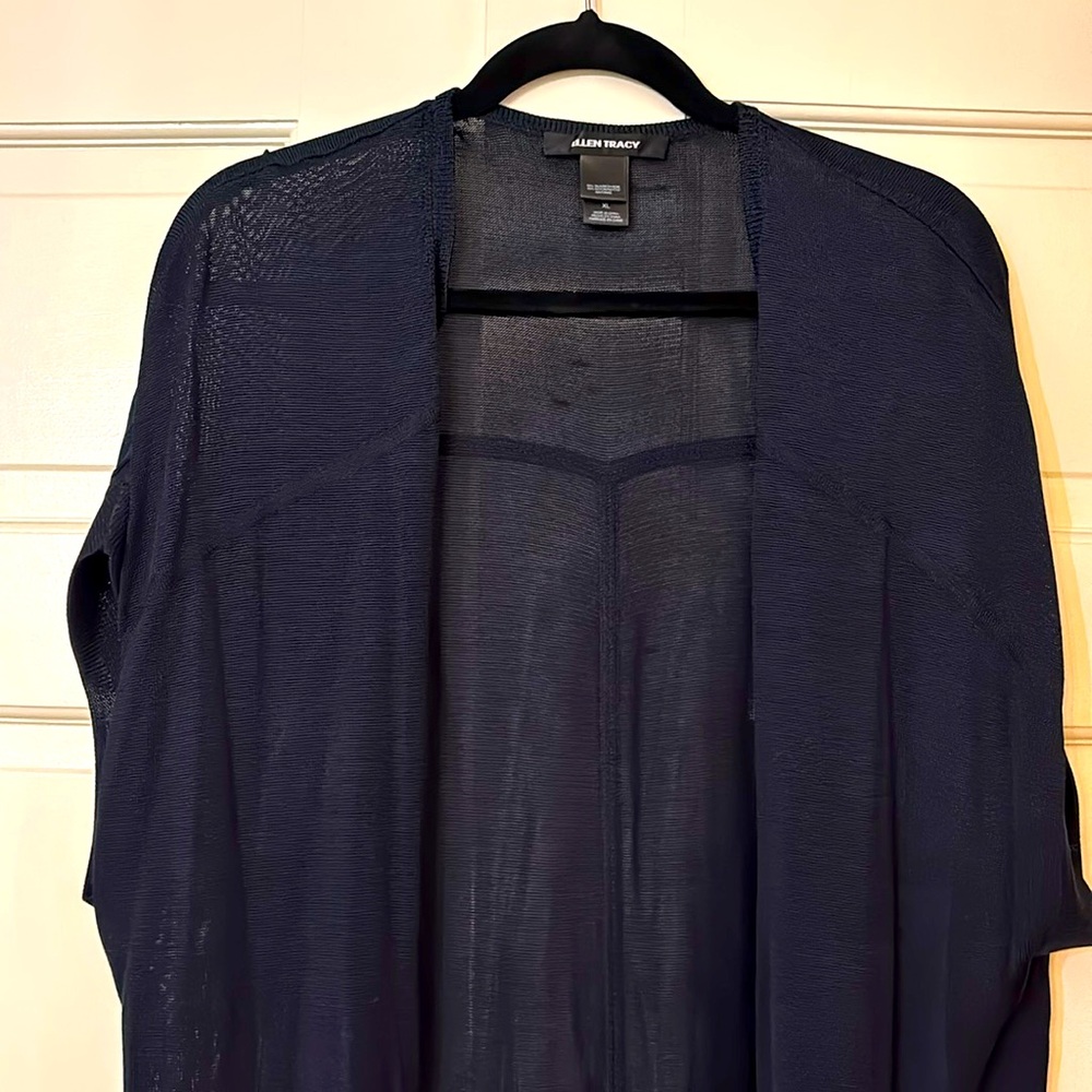 Ellen Tracy short sleeve sweater, XL, navy blue